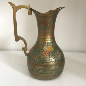 Vintage Painted Brass Vase